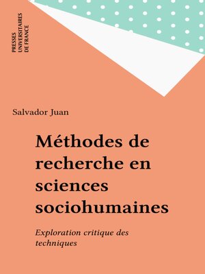 cover image of Méthodes de recherche en sciences sociohumaines